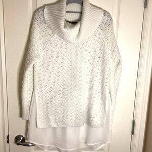 Ricki's Women's Cowl Neck Long Sweater Tunic Size M White Business Casual Comfy